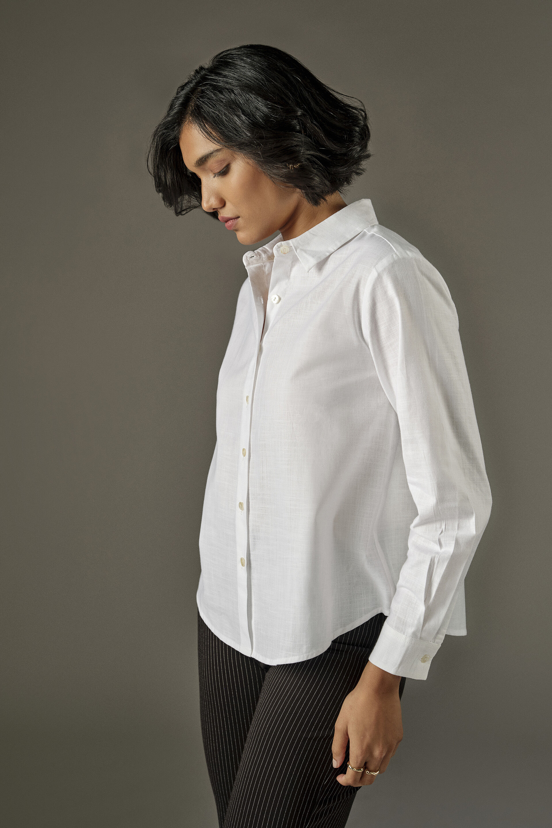 Full Sleeves Cotton Shirt in White, White, image 5